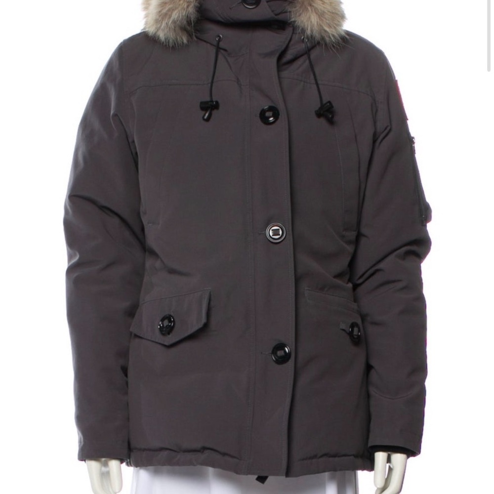 Canada Goose Women's Charcoal Gray Parka with Fur-Trim Hood